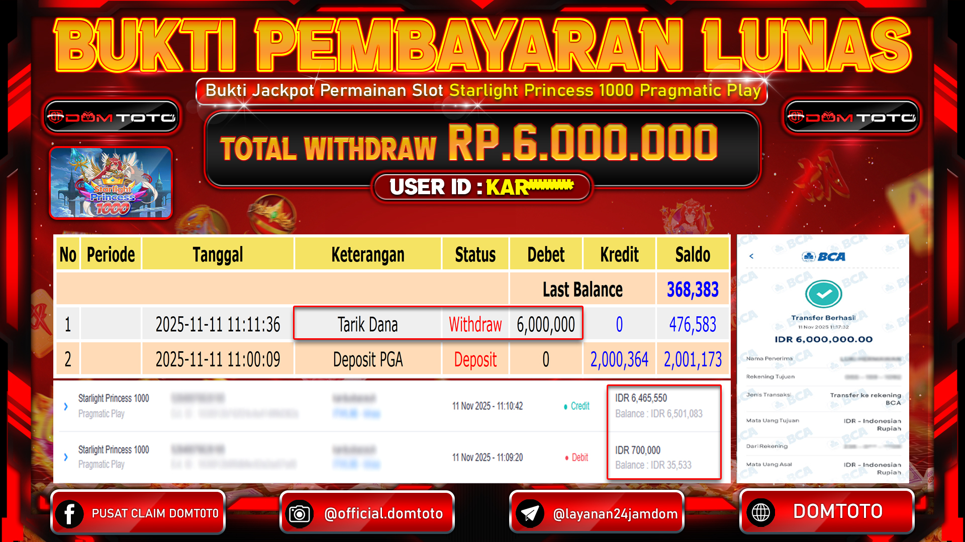 JACKPOT Slot Starlight Princess 1000 Pragmatic Play 11 NOVEMBER 2025